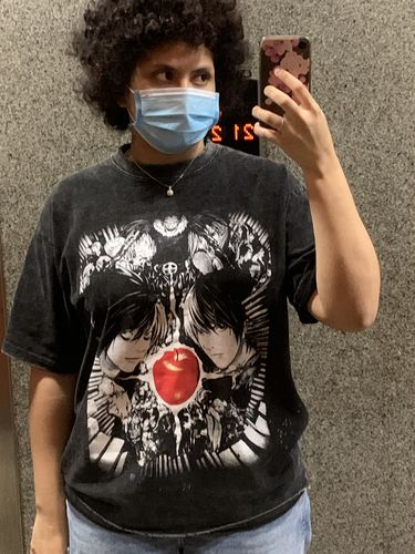 Customer photo review of Harajuku Style Vintage Washed Death Note Oversized Tee