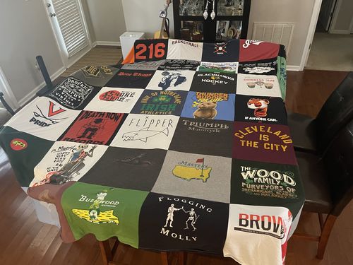 T-shirt quilt with sports, music themes by Patrick from NC