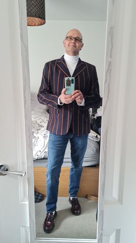 Andy D. review of Boating Blazer - Navy - Gold Stripe image 1 out of 1