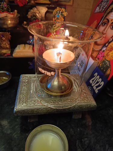 Customer photo review of Glass Lamp Cover / Wind Protector For Diya
