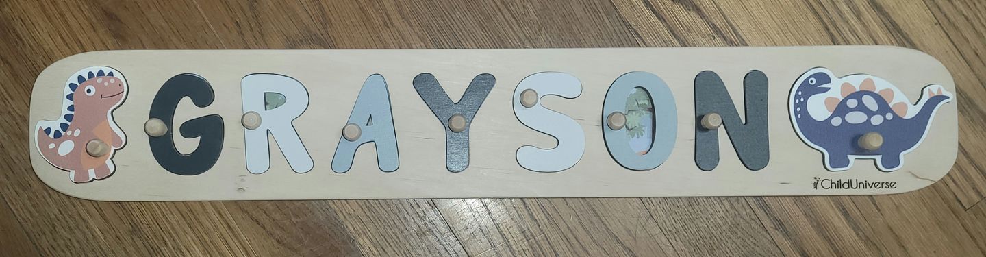 Customer photo review of Boy Dinosaur Name Puzzle