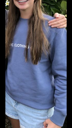 Customer photo review of Fleece Logo Crew Blue