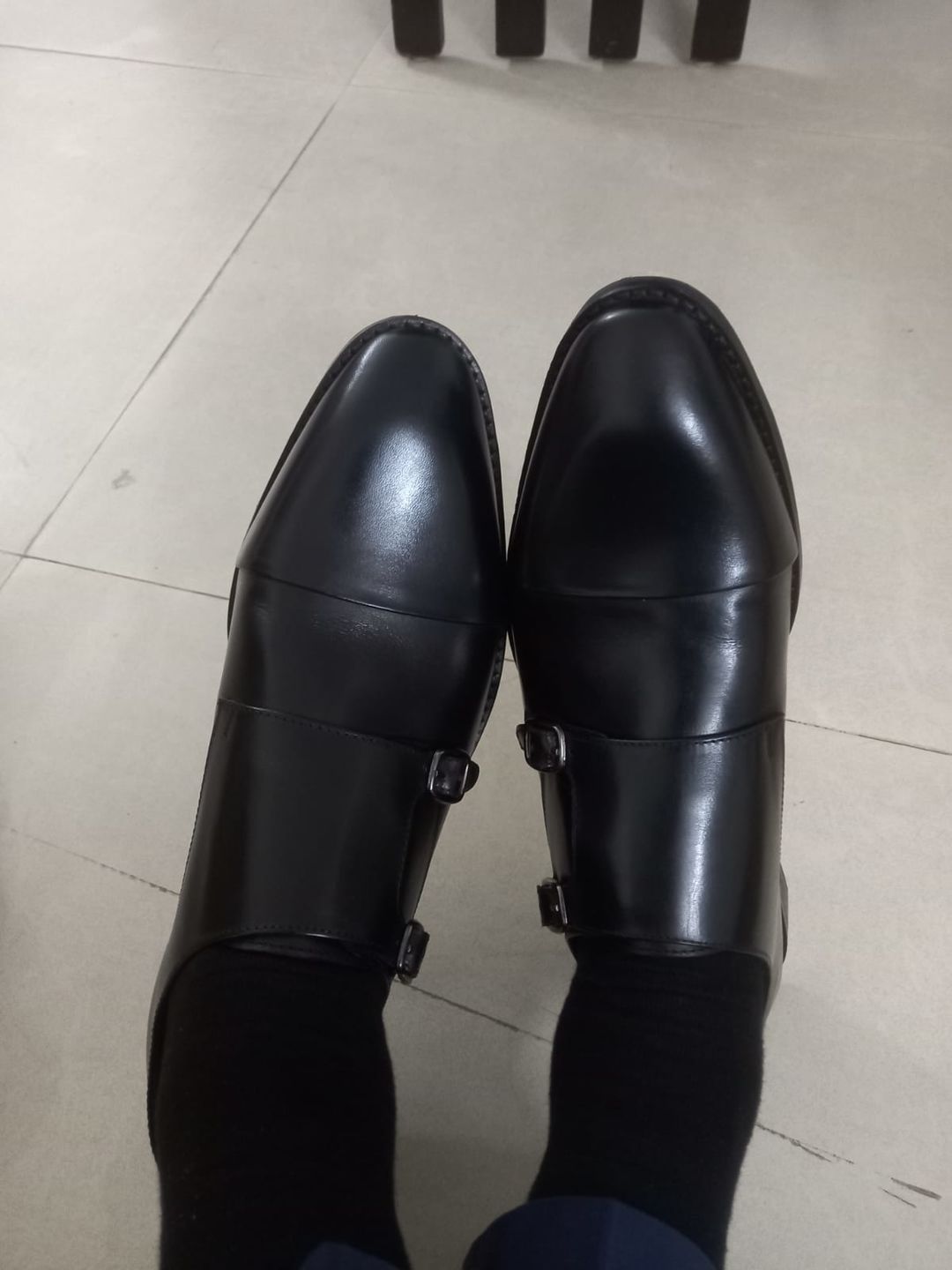 Customer photo review of Double Monk Straps Cap toe - Black