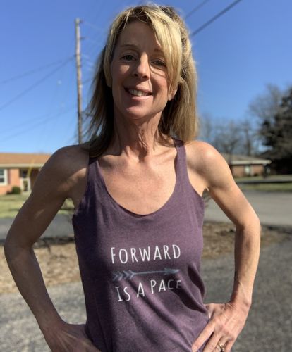 Customer photo review of Forward is a pace Women’s Racerback Tank