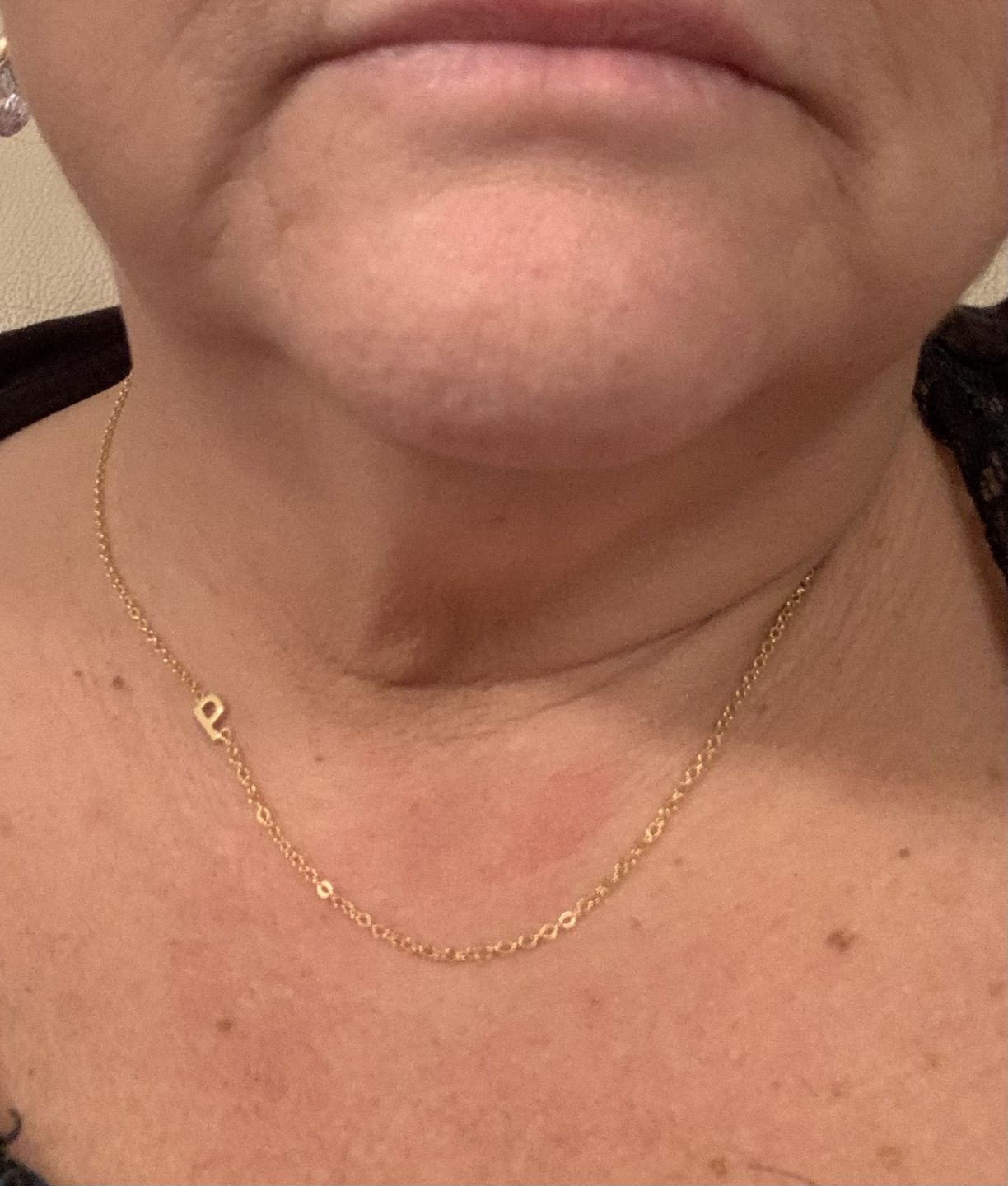 Customer photo review of Sideways Initial Letter Necklace