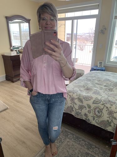 Customer photo review of Oversized Boyfriend Shirt (Petal)