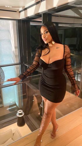 Customer photo review of Mesh Patchwork Glamorous See-Through Mini Dress