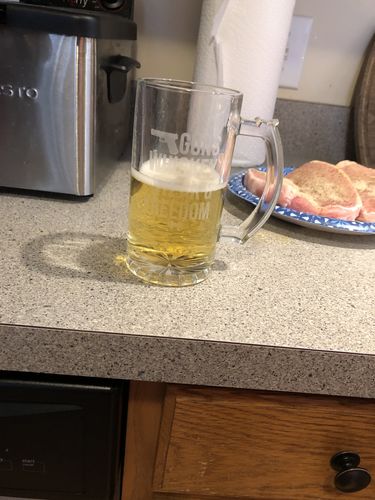 Customer photo review of Guns Whiskey Steak And Freedom Glassware
