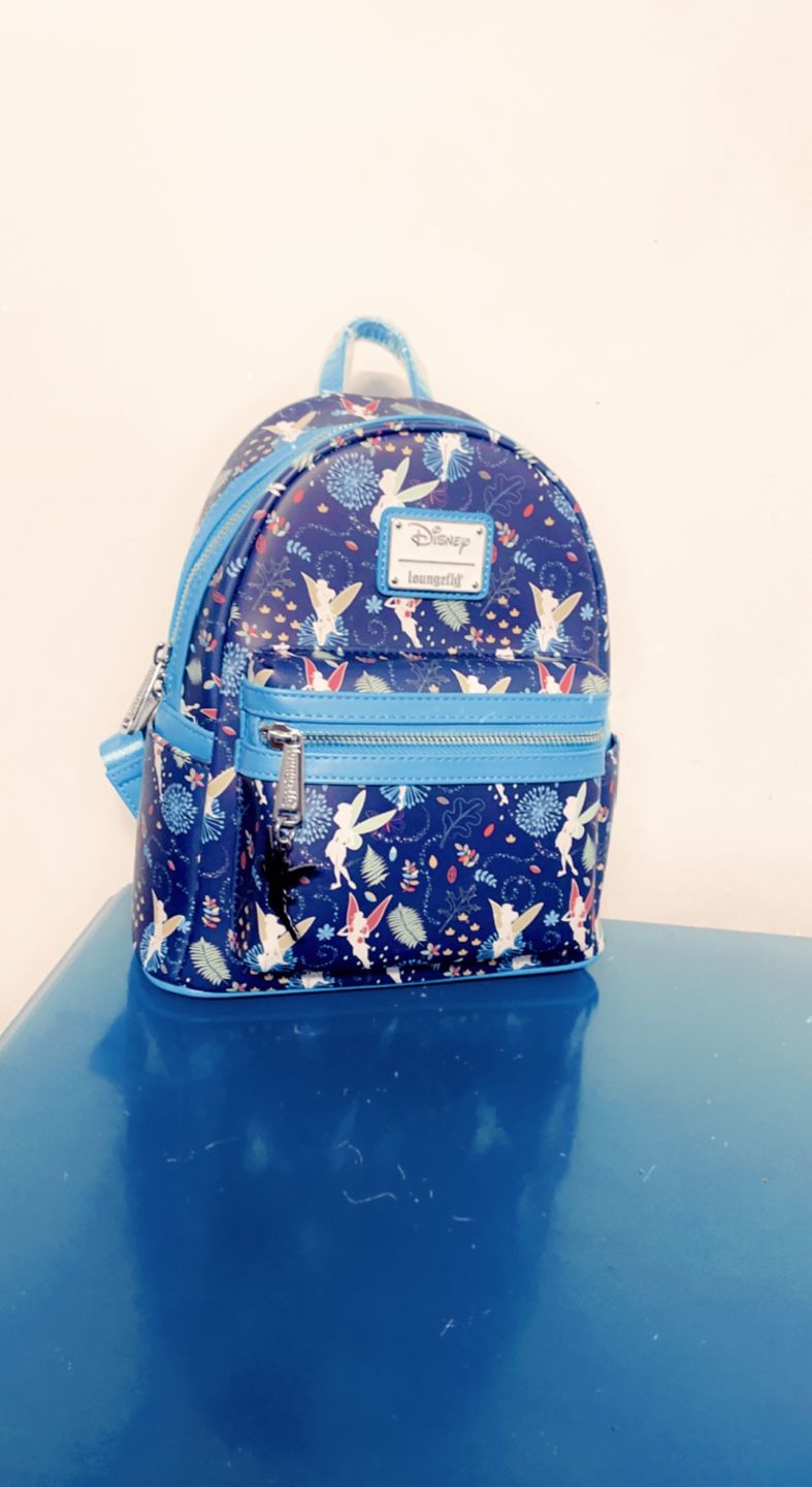Customer photo review of 707 Street Exclusive - Disney Tinkerbell Glow in the Dark Allover Print Mini Backpack w/ Teal Straps - December Preorder