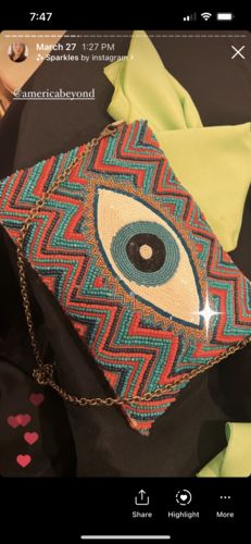 Customer photo review of Evil Eye Good Luck Clutch with Removable Crossbody Chain