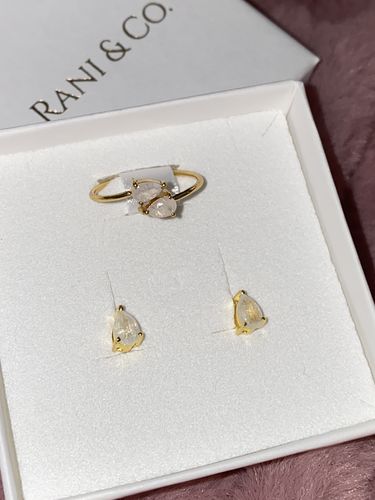 Customer photo review of Moonstone Teardrop Stud Earrings