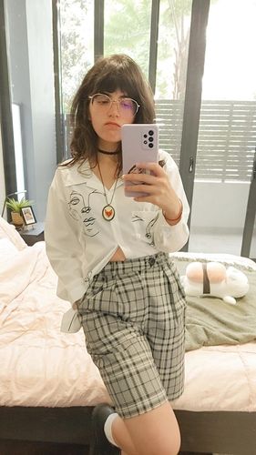 Customer photo review of Line art faces Shirt