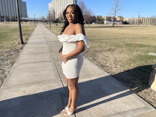 Customer photo review of Off The Shoulder Ruffle Party Dress