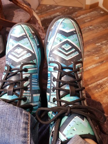 Customer photo review of Turquoise Ethnic Aztec Trippy Print Women's Boots