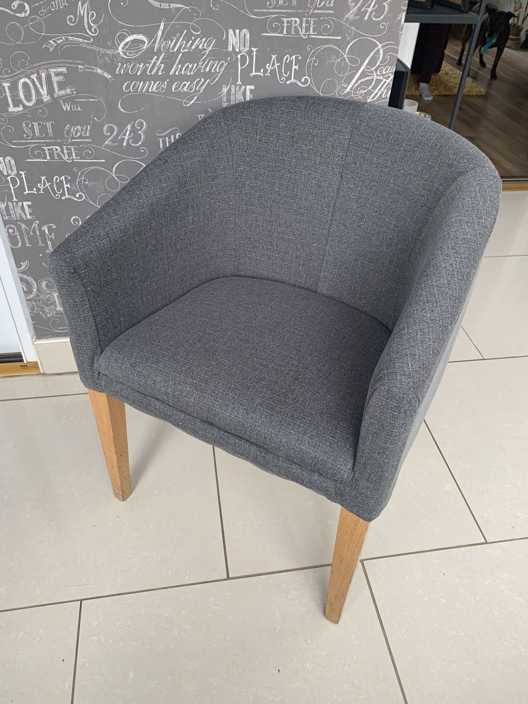 Customer photo review of Grey Herringbone Suiting Fabric