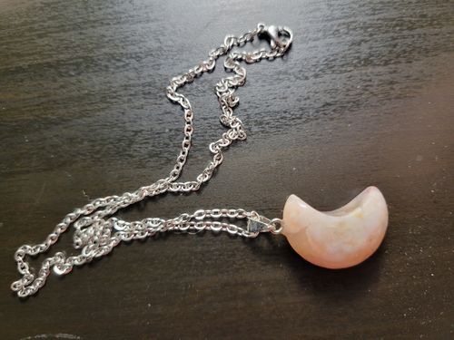 Customer photo review of Flower Agate Moon Pendant