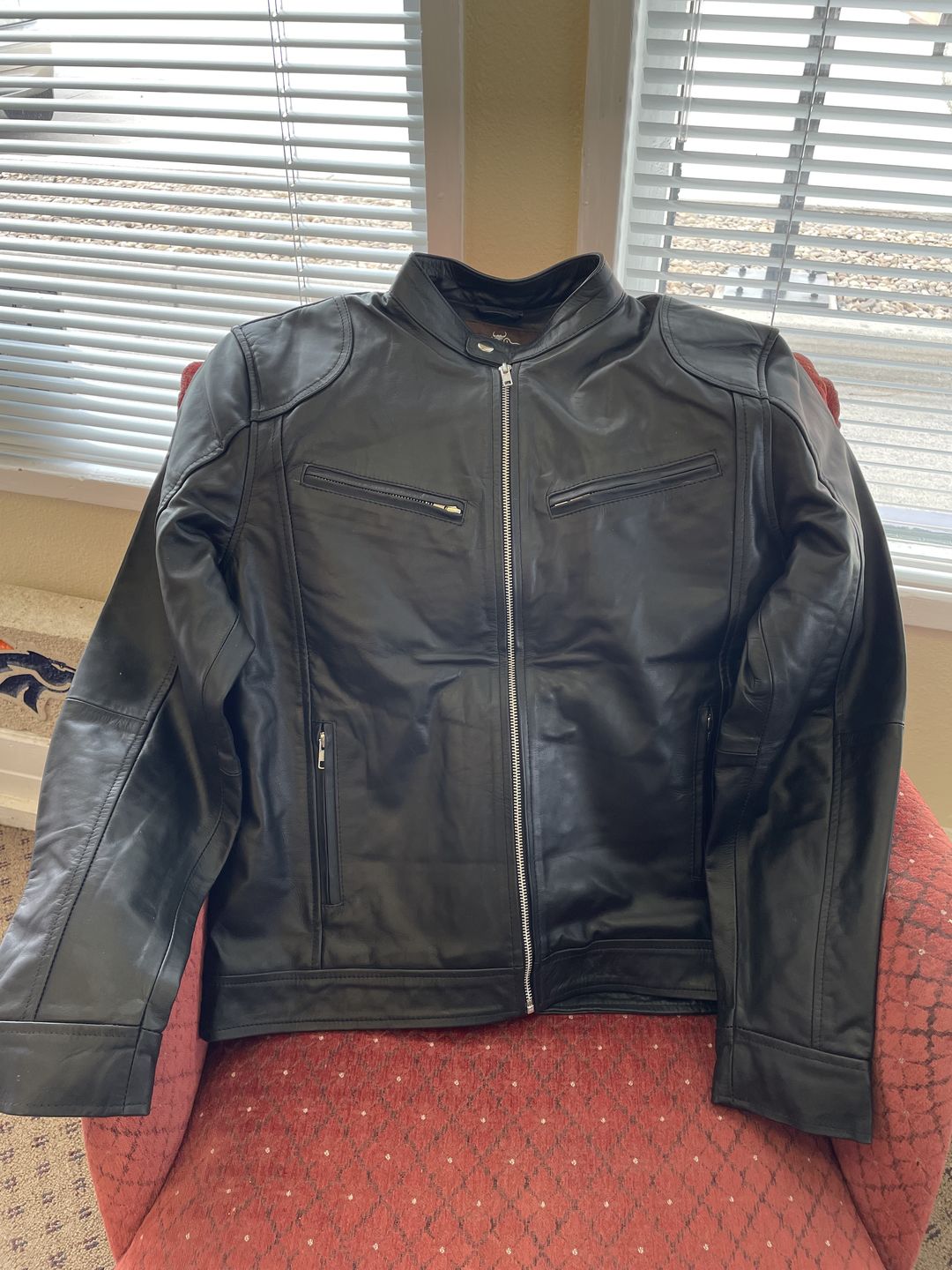 Customer photo review of Black Moto Leather Jacket