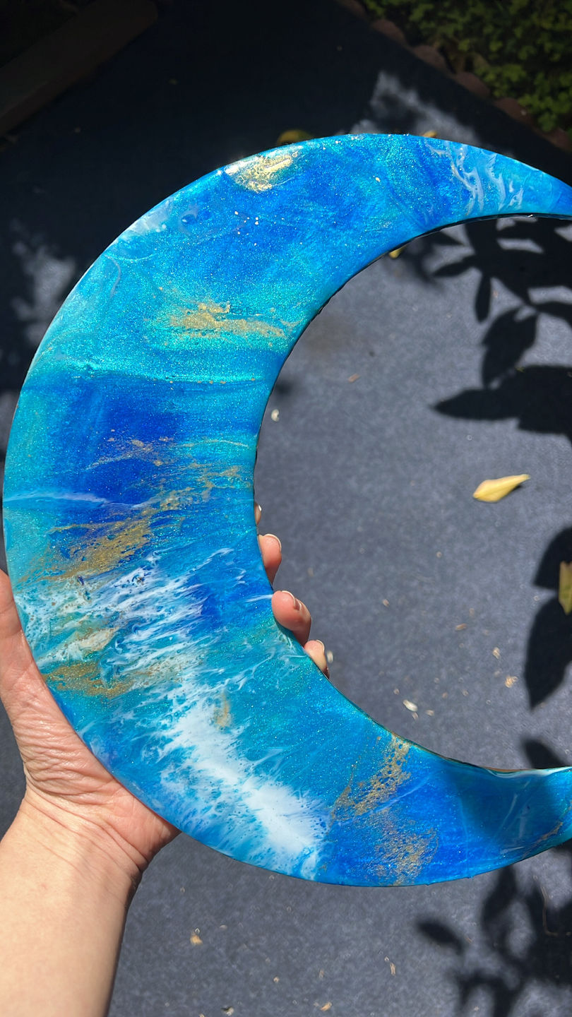 Customer photo review of Unfinished Wooden Crescent Moon Shape - Night Sky - Craft - up to 24" DIY