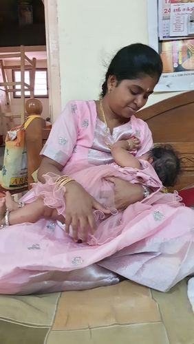 Customer photo review of Baby Pink Festive Maxi with Silver Brocade