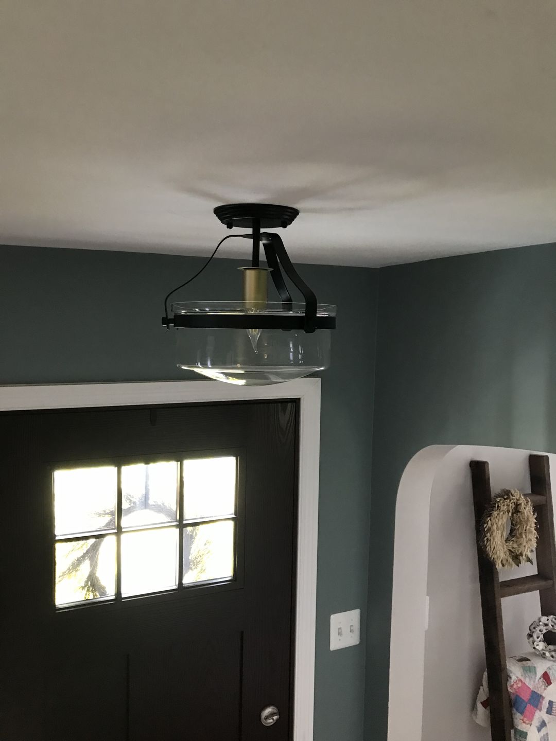 Customer photo review of Glass Lantern Semi Flush Mount