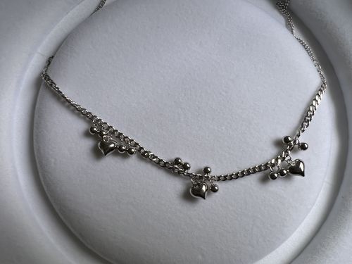Customer photo review of Heart Beaded Necklace Sterling Silver
