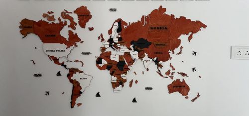 Customer photo review of 3D Wooden World Map Home Wall Decor Travel Map Anniversary Gift Christmas Gift