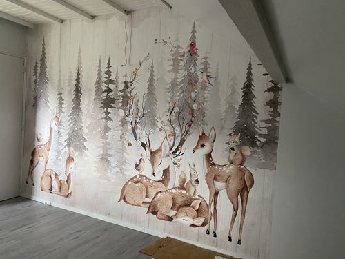 Customer photo review of Papier peint panoramique chambre enfant douces biches
