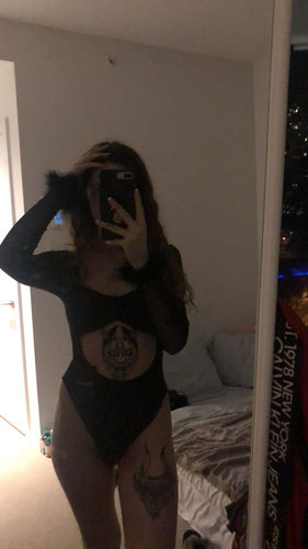 Customer photo review of Feather Mesh Cut Out Bodysuit