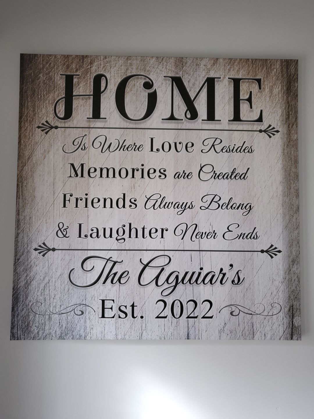Customer photo review of Personalized "Home Is Where Love Resides" Premium Canvas
