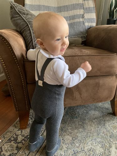 Customer photo review of Baby Ribbed Suspender Leggings