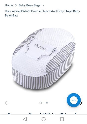 Customer photo review of Personalised White Dimple Fleece And Grey Stripe Baby Bean Bag
