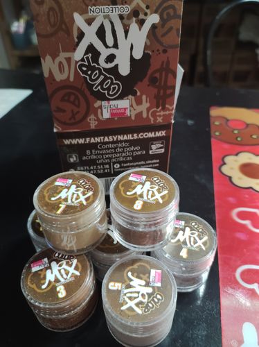 Customer photo review of Acrílico Colección Color Mix Café 8 pzas Fantasy Nails