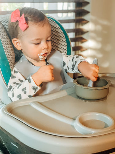 Customer photo review of Silicone Bib | Purple