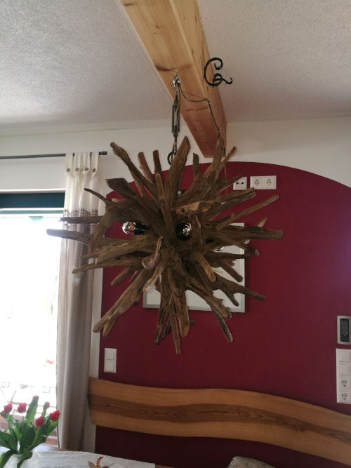 Customer photo review of Design Wurzelholz Deckenlampe INFERNO