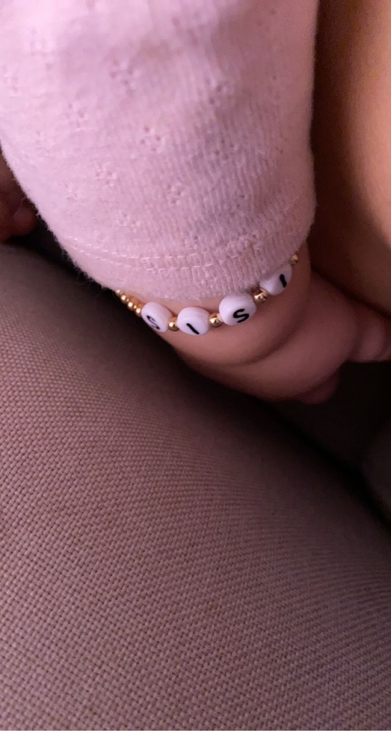 Customer photo review of Custom Letter Baby Bracelet (3MM+6MM beads)