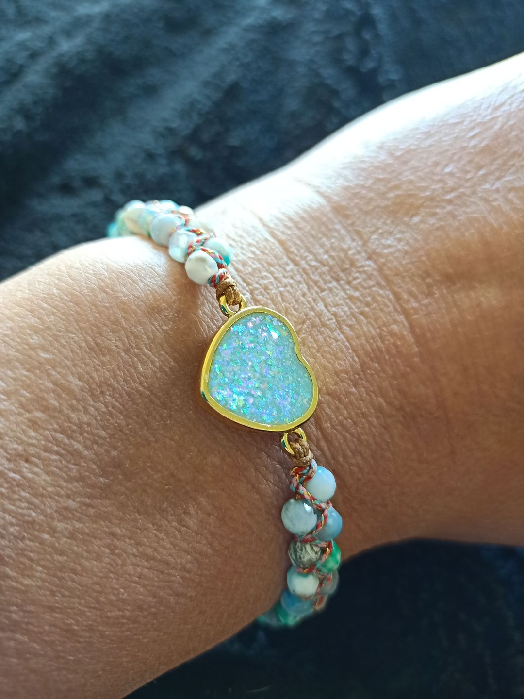 Customer photo review of Spiritual Sky Opal Heart Bracelet