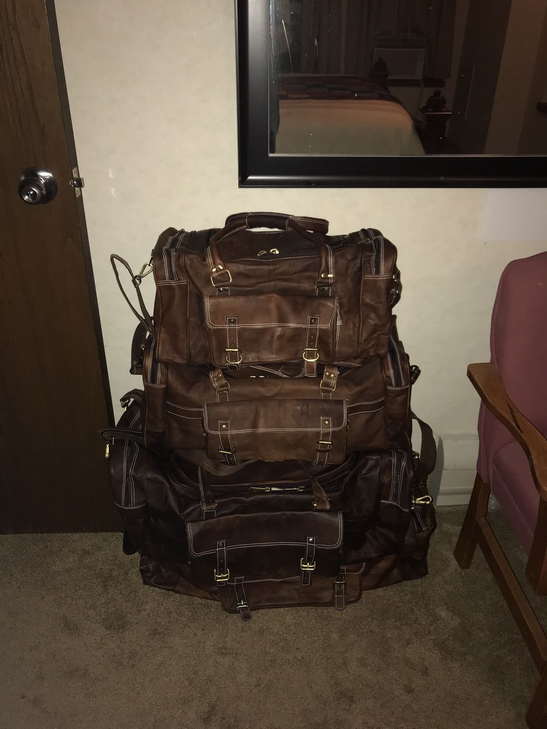 Customer photo review of Genuine Leather Traveler Overnight Weekender Duffle Bag