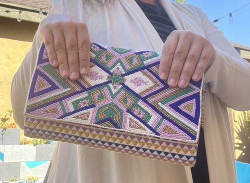 Customer photo review of Ella Tribal Embellished Clutch