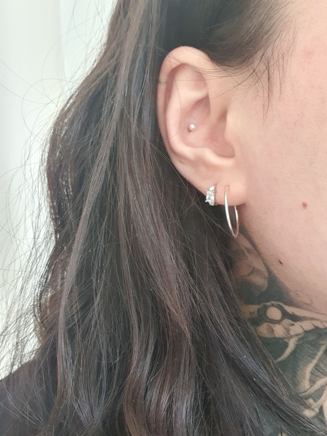 Customer photo review of Stacked Crystal Huggie