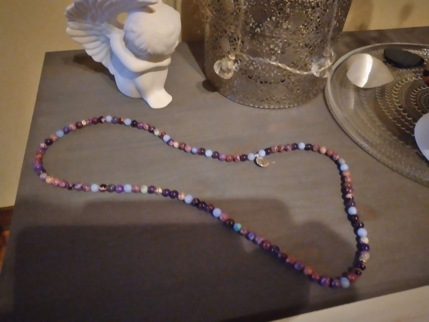 Customer photo review of 108 Purple Jasper & Amethyst Mala Bead Bracelet
