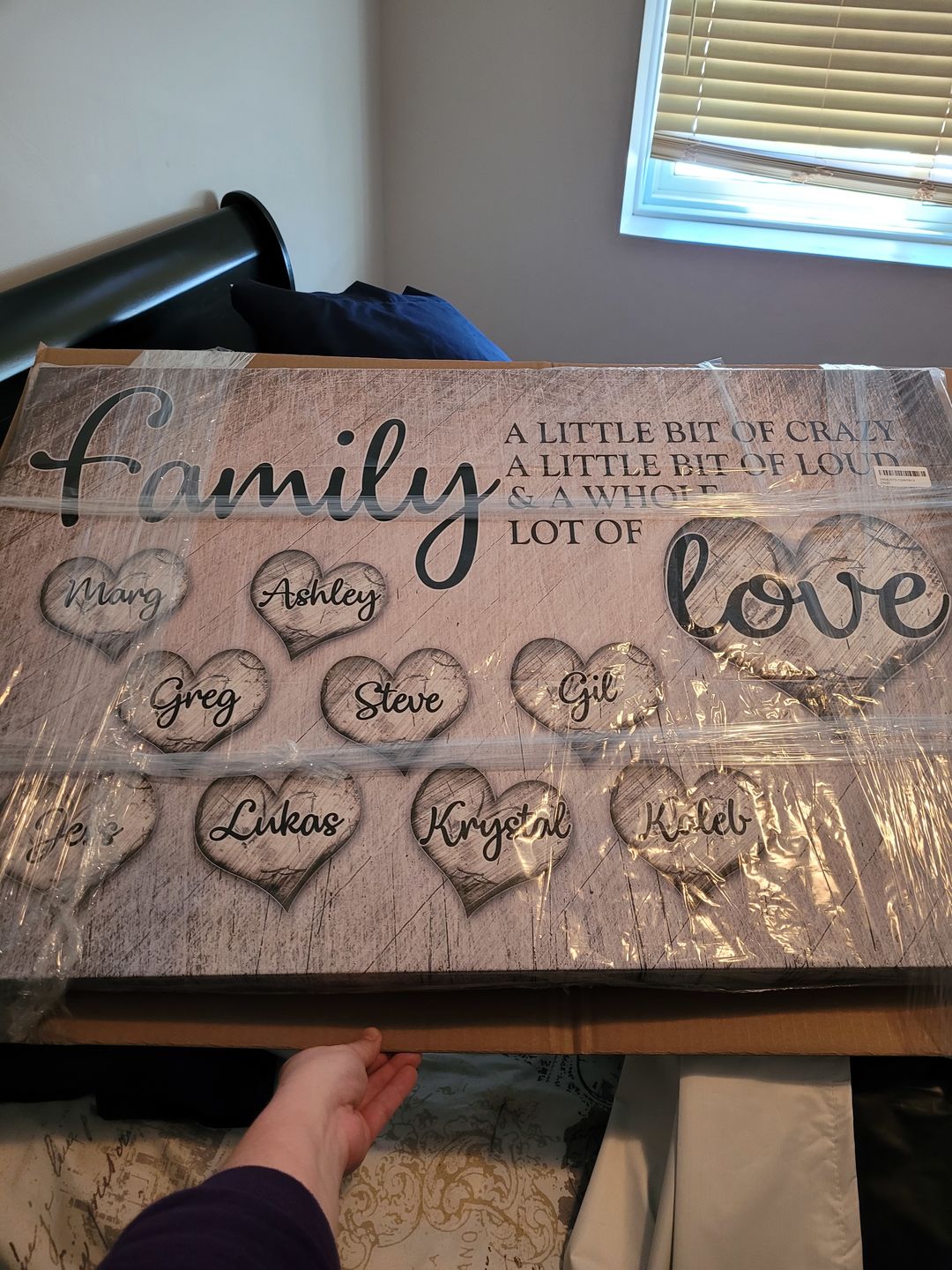 Customer photo review of Personalized "Family... Love" Premium Canvas