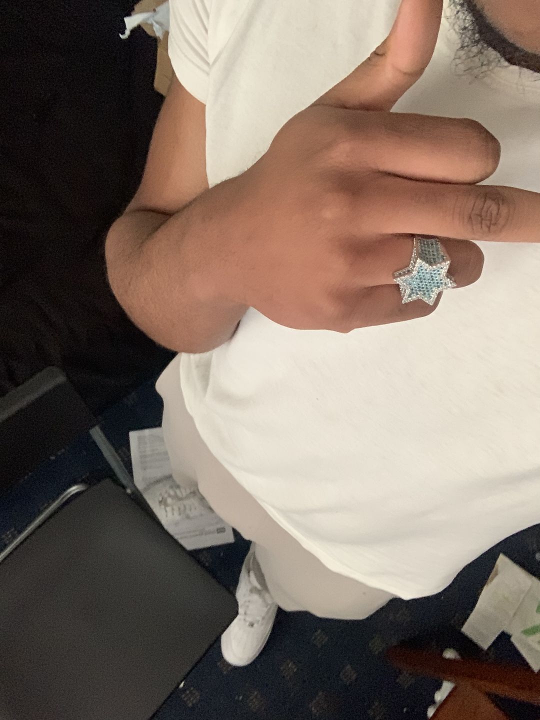Customer photo review of Blue Iced Star Ring - White Gold