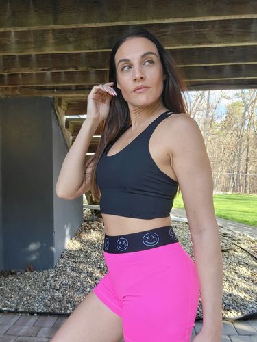 Customer photo review of Salty Savage™ Ladies Happy Thoughts Training Shorts | Wet Suit Performance | Hot Pink