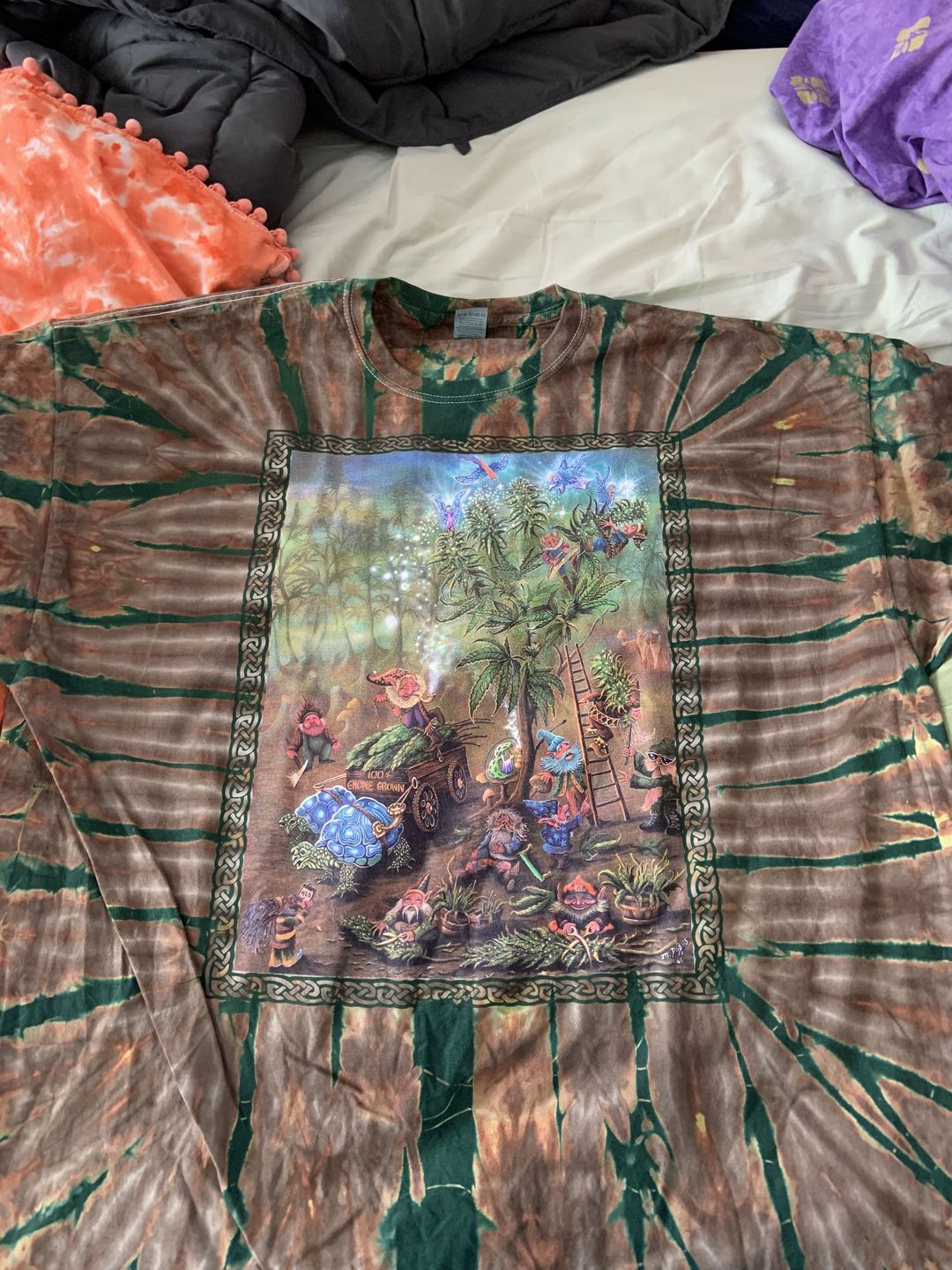 Customer photo review of Tie Dye Gnome Grown Herb T Shirt