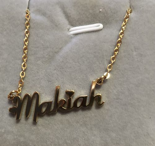 Customer photo review of Blush Name Necklace