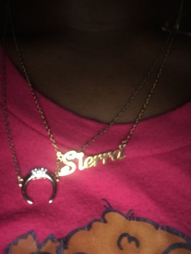 Customer photo review of Blush Name Necklace
