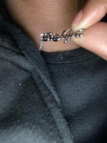 Customer photo review of Blush Name Necklace