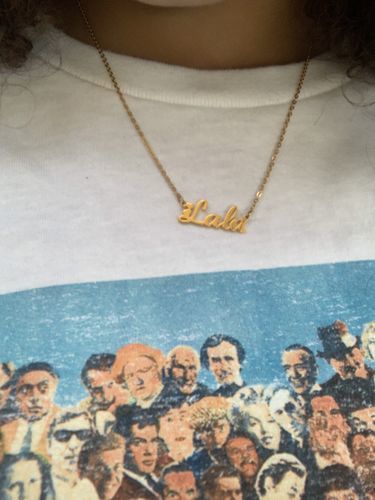 Customer photo review of Blush Name Necklace