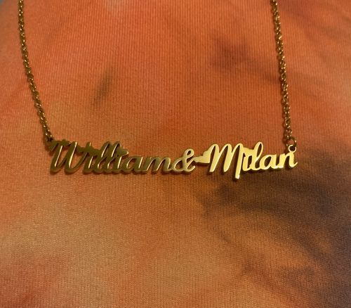 Customer photo review of Blush Name Necklace
