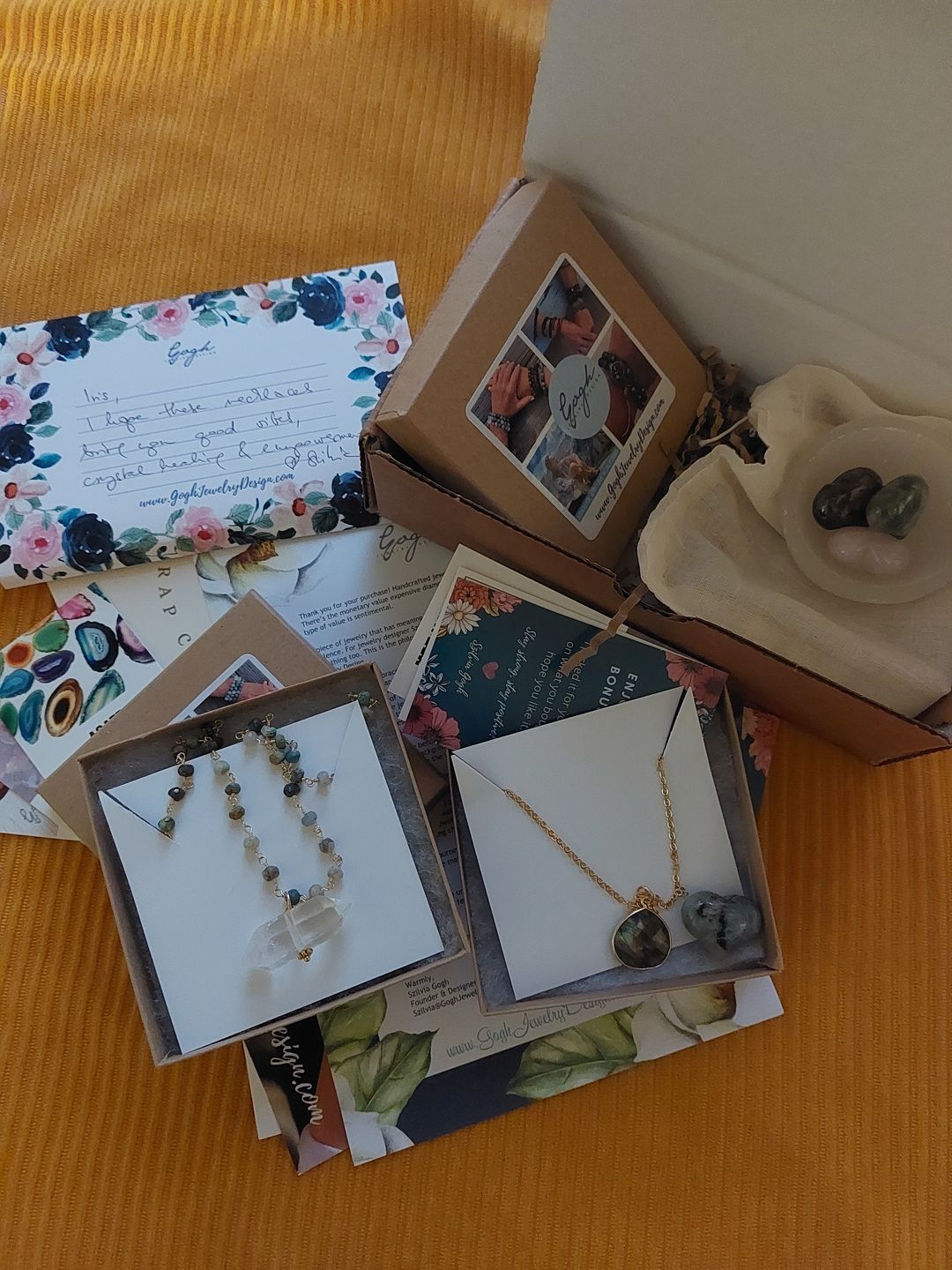 Customer photo review of Mother Earth Necklace with the Best Healing Crystals for a Happy Life - Gold
